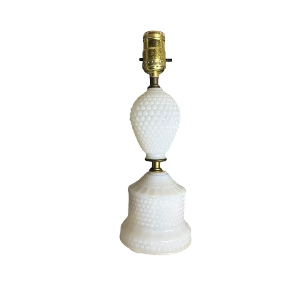 Vintage Milk Glass Hobnail Table Lamp 12” Mid Century Cottagecore Working
